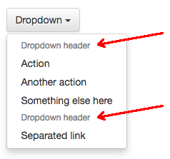 bootstrap dropdown header